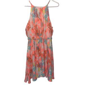 Lush Halter Vintage Boutique Tank Top Mini Dress Sz. L w/ Neck Button & Peephole